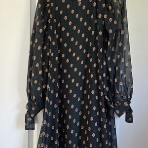 Black and Gold Long Sleeve Women’s Dress